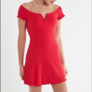 UO Nicki Off-The-Shoulder Notch Neck Mini Dress